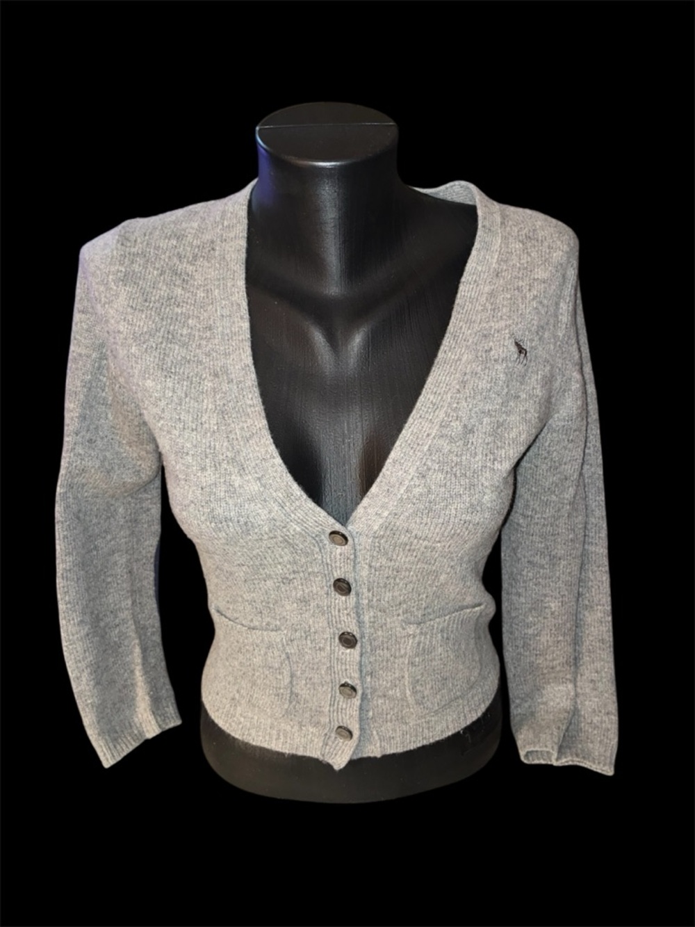 Abercrombie cashmere blend Gray Women's Button-Front V-Neck Cardigan Sweater